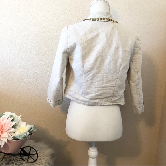 3/30 Forever21 ivory cropped blazer studs small - Picture 5 of 6